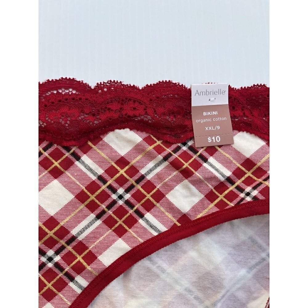 Ambrielle ORGANIC COTTON red taffy plaid panties Size XXL NWT - Picture 3 of 7